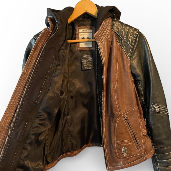 Harley Davidson Madrona Leather Hooded Jacket Brown Size S Biker Motorcycle - Picture 3 of 12